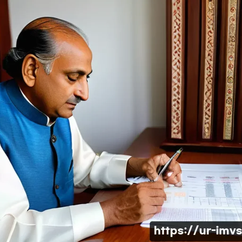 50대의 연금 상품 선택 가이드 - A middle-aged South Asian man in traditional shalwar kameez sitting at a wooden desk, attentively re...